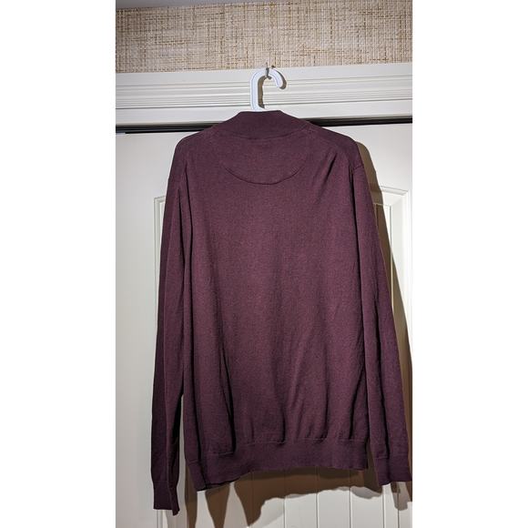 Nordstrom Men's Shop Cotton Cashmere Blend Quarter Zip Burgundy Sweater Mens XL - Picture 5 of 9